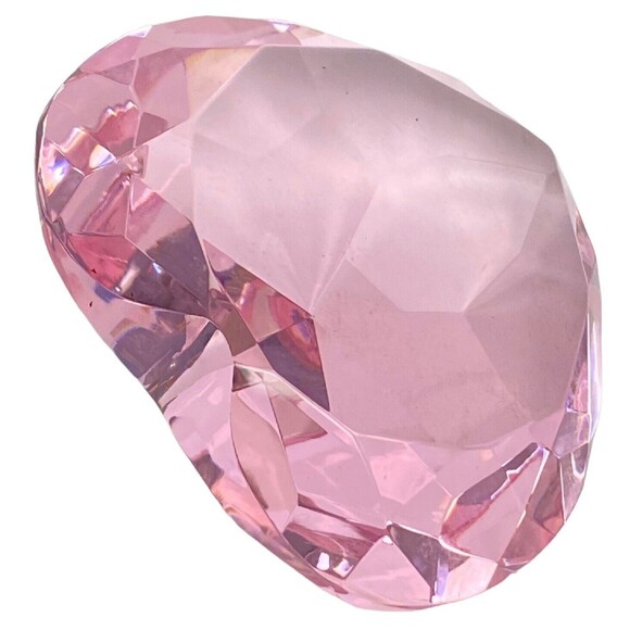 Crystal Glass Heart Shaped Clear Pink Paperweight Wedding Gift Home Office Decor - Picture 5 of 8